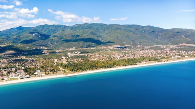 Panorama D'asprovalta Et Du Coût De La Mer égée En Grèce