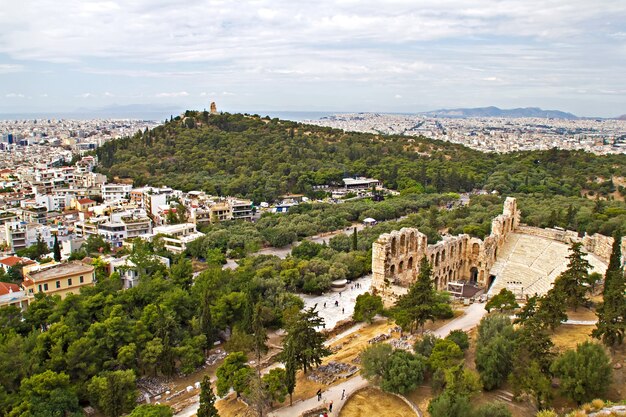 Panorama d'Athènes, vue depuis l'Acropole, Théâtre de Dionysos