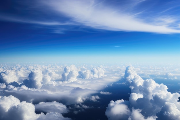 Panorama au-dessus des nuages depuis le hublot de l'avion AI générative