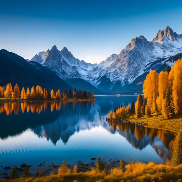 Panorama d'automne fantastique sur le lac Hintersee