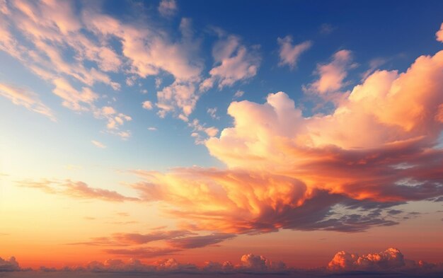 Un panorama céleste majestueux montrant le coucher et le lever du soleil sur un fond de nuages