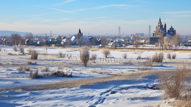 Photo panorama des champs de prairies et du ciel