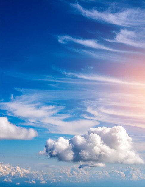 Panorama Ciel bleu et nuages blancs Nuage moelleux sur le fond du ciel bleu