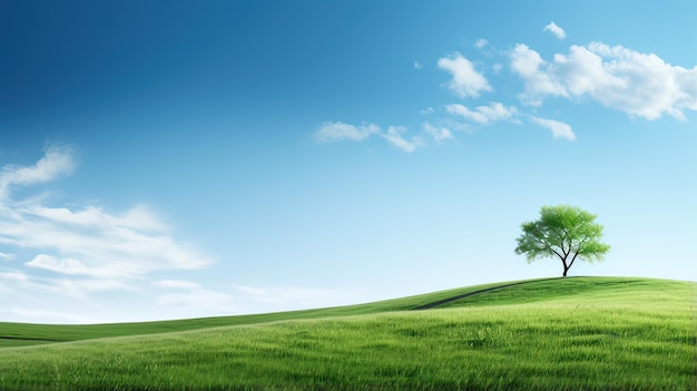 Panorama de la colline avec un ciel bleu pour le fond