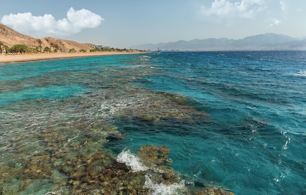 Panorama de la côte d'Eilat sur la Mer Rouge, Israël