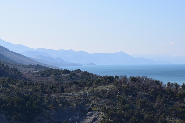 Panorama depuis la ville de Shkodra Albanie Nuances bleues