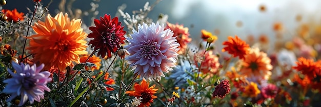 Panorama Diverses Fleurs Devant Fond Blanc Bannière Image