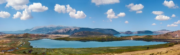 Photo panorama du lac salé de butrint albanie