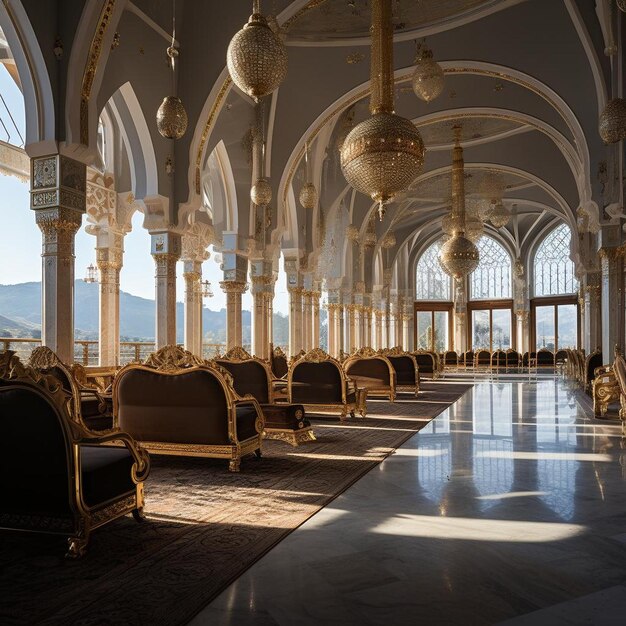 Panorama du palais de prière de la mosquée islamique