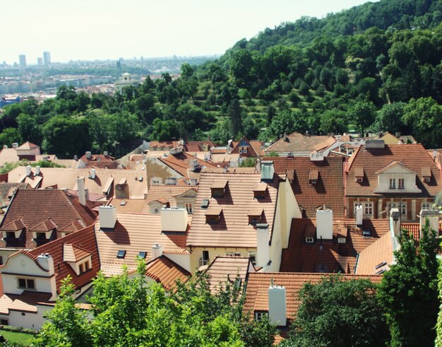 Photo panorama du pont charles, vue du château, prague, république tchèque