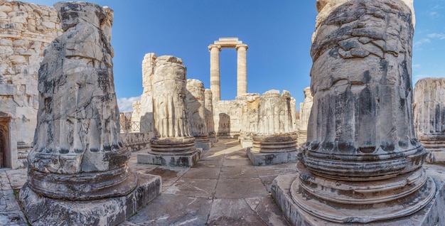 Panorama du Temple d'Apollon dans l'ancienne ville de Didim. dinde