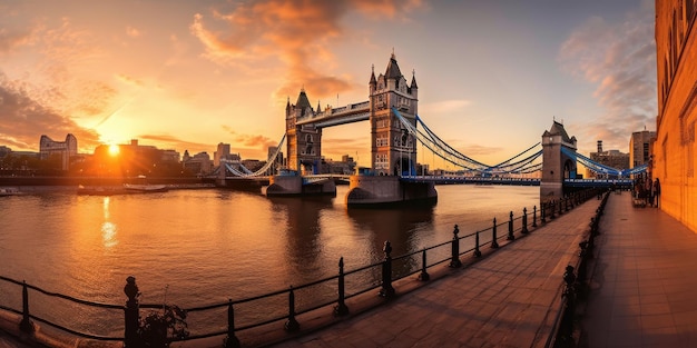 Panorama du Tower Bridge à la Tour de Londres Royaume-Uni pendant le coucher du soleil