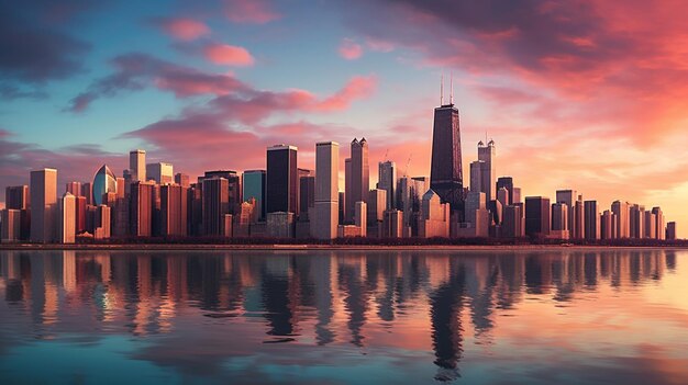 Photo le panorama époustouflant de la ligne d'horizon de chicago