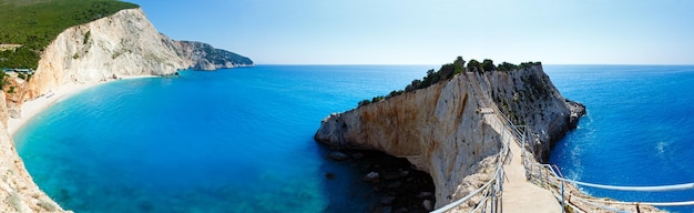 Panorama d'été de la plage de Porto Katsiki Lefkada Grèce