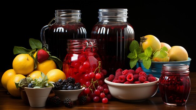 panorama avec des fruits dans l'eau