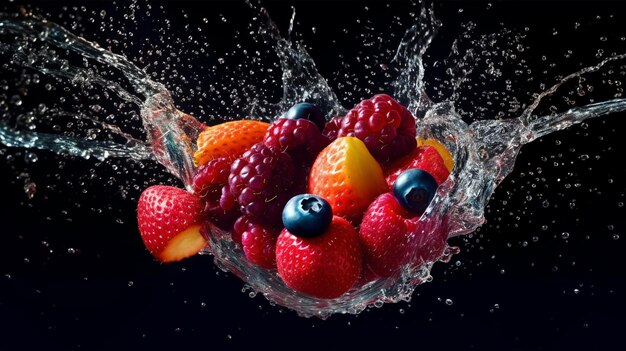 panorama avec des fruits dans l'eau
