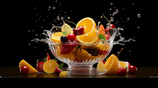 panorama avec des fruits dans l'eau