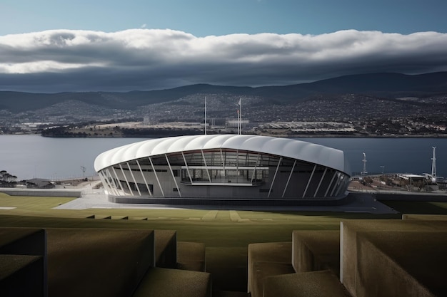 Photo panorama d'un grand stade afl à l'abandon à hobart