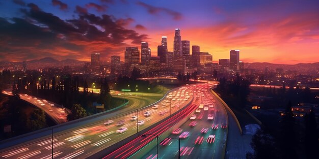 Panorama de l'horizon de la ville des rêves de Los Angeles