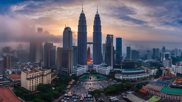 Photo le panorama de kuala lumpur le matin