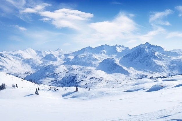 panorama des montagnes d'hiver avec fond d'espace de copie de neige