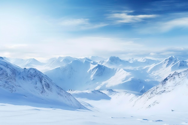 panorama des montagnes d'hiver avec fond d'espace de copie de neige