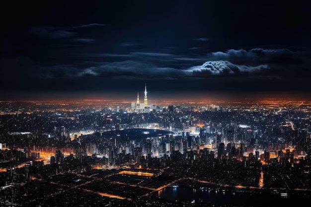 Panorama nocturne de l'horizon de Tokyo créé avec l'AI générative