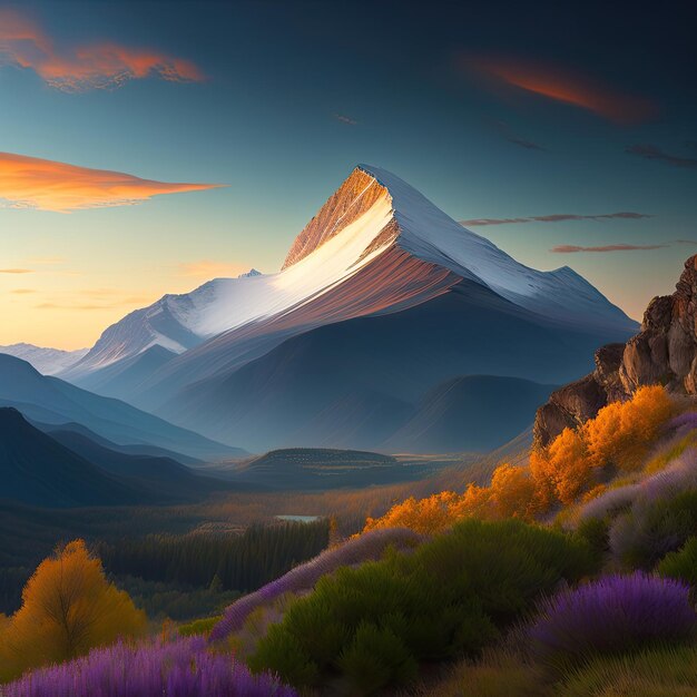 Panorama de paysage avec des montagnes