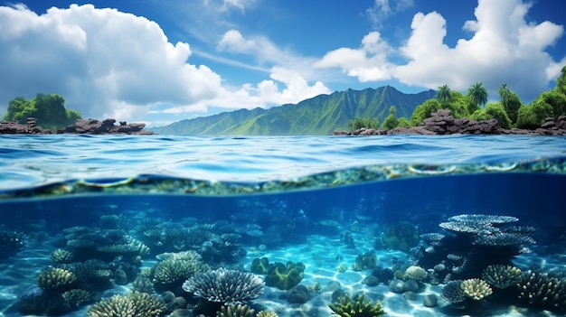 Photo panorama de récif de corail image photographique créative à haute définition