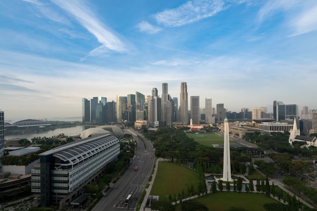 Panorama des toits du quartier des affaires de Singapour