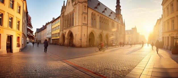 Photo panorama de la vieille ville au coucher du soleil