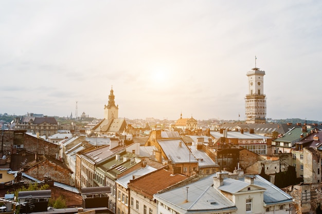 Panorama de la vieille ville de Lviv, haut château. Ukraine.