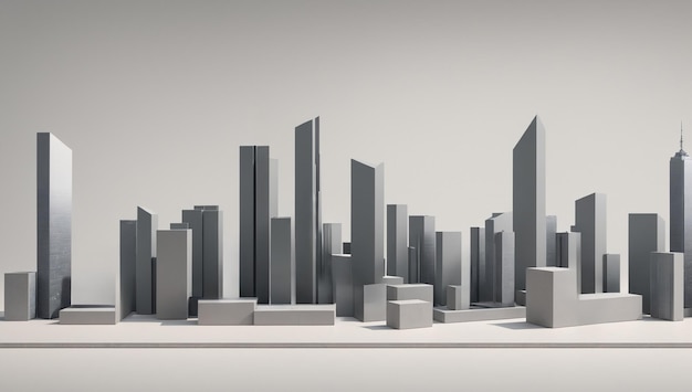 Panorama de la ville en 3D isolé sur fond blanc