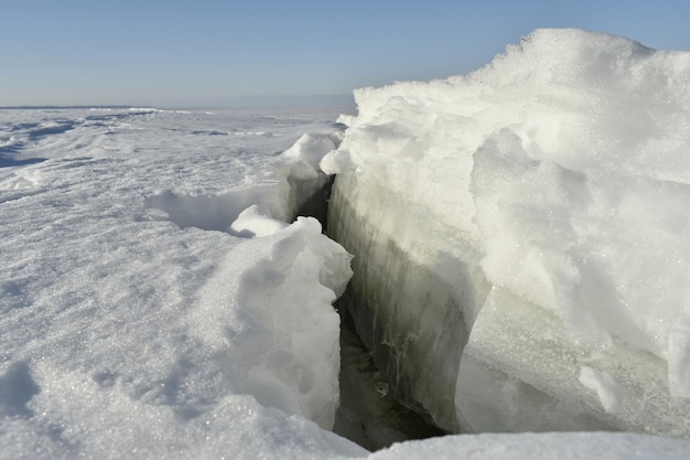 Photo panorama de la volga en hiver par temps clair