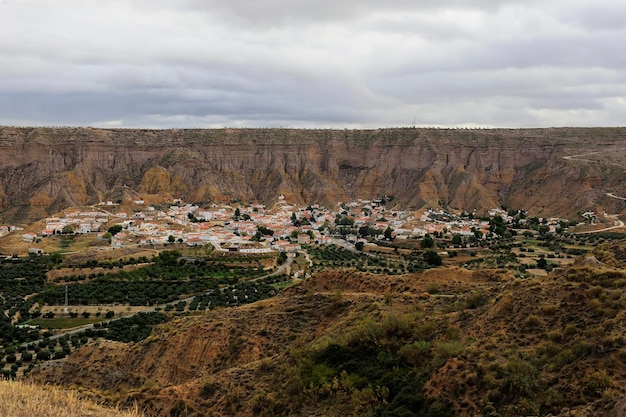 Panoramique de la villa de gorafe dans la province de grenade