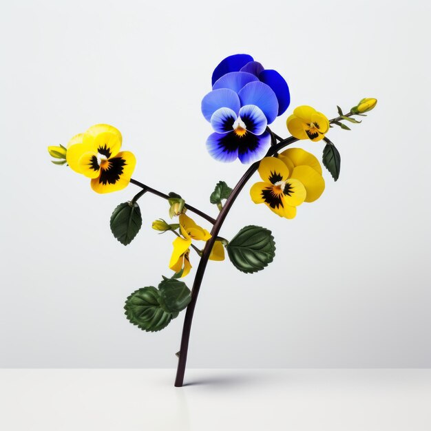 Photo pansies vibrantes sur la branche une impression numérique inspirée par carl kleiner