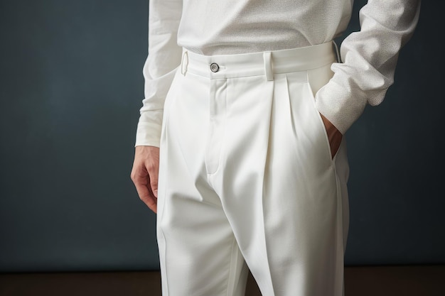 Pantalon blanc pas cher porter homme Outfit design Generate Ai