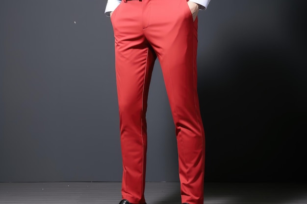 Photo pantalon slim rouge pour homme.