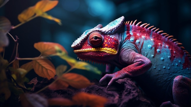 Panthère caméléon soins colorés faits photographie d'animaux image Ai généré de l'art