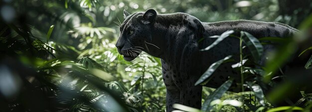 La panthère noire dans la forêt