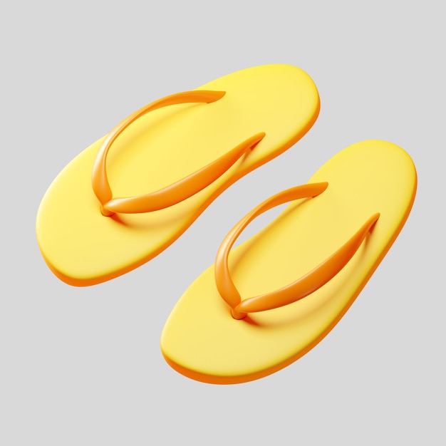 Des pantoufles jaunes avec des sangles orange