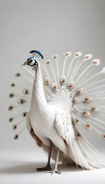 Photo un paon blanc à la tête bleue et une tête bleue