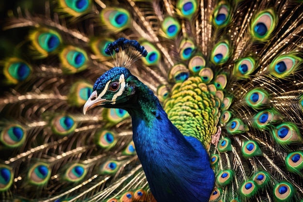 Un paon majestueux avec des plumes vibrantes