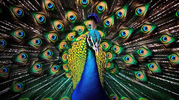 un paon avec une tête et une queue bleues qui dit que les paons sont la seule espèce de paon.