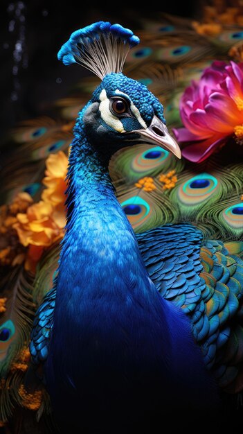 Un paon vibrant un spectacle époustouflant de la beauté de la nature mettant en valeur le plumage coloré et la présence élégante de ce majestueux symbole de grâce et d'élégance