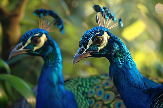 Des paons élégants avec un plumage vibrant