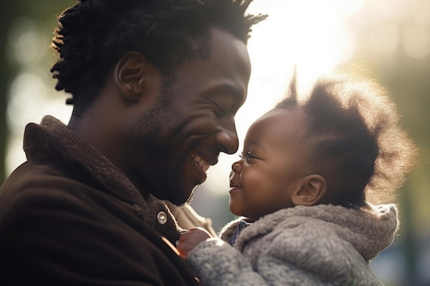 Papa heureux avec bébé à l'extérieur fait avec la technologie Generative AI