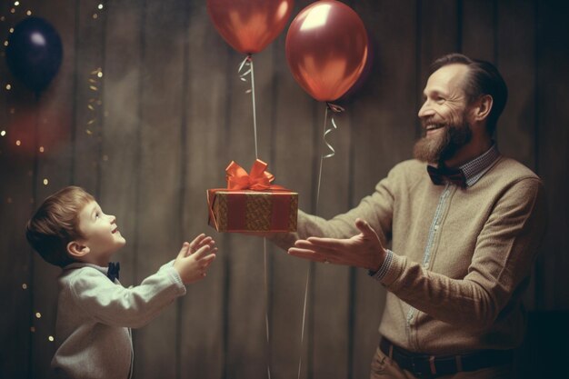 Photo un papa qui reçoit un cadeau spécial pour la fête des pères