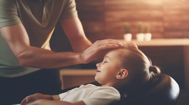 Un papa recevant un massage de son enfant