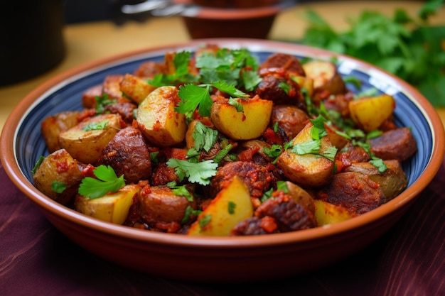 Papas avec chorizo chorizo mexicain et pommes de terre